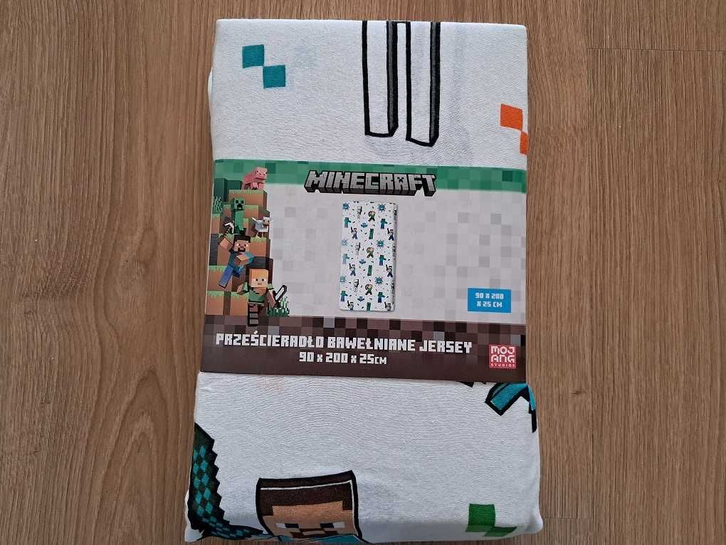 Prześcieradło z gumką bawełna jersey MINECRAFT 90x200