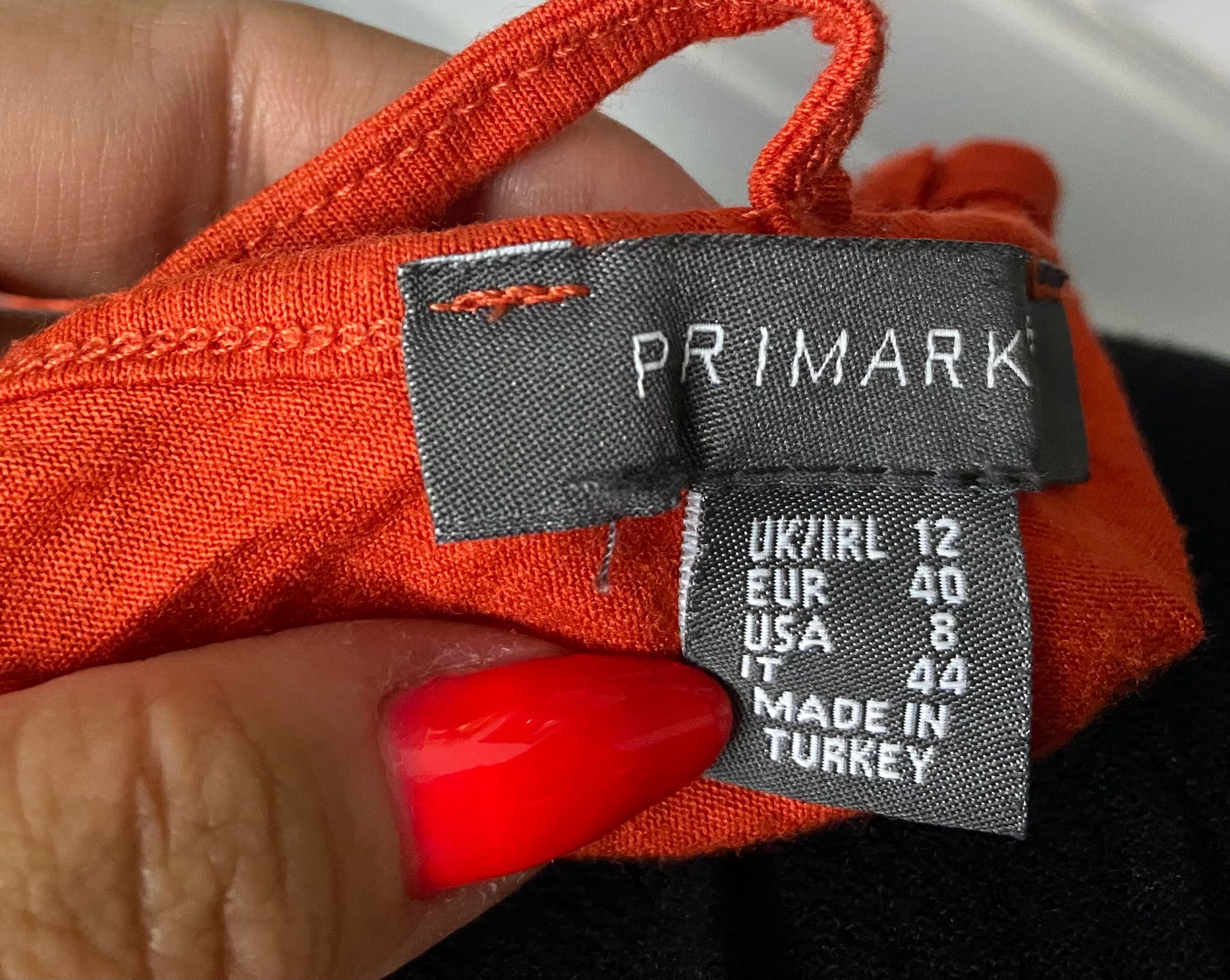 Bluzka Letnia z odkrytymi ramionami pomarańczowa czerwień Primark ML