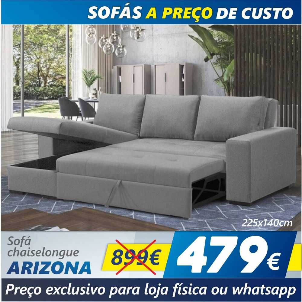 Sofá 2L + Chaise Long Reversível c/ Cama Arizona (225x140cm)