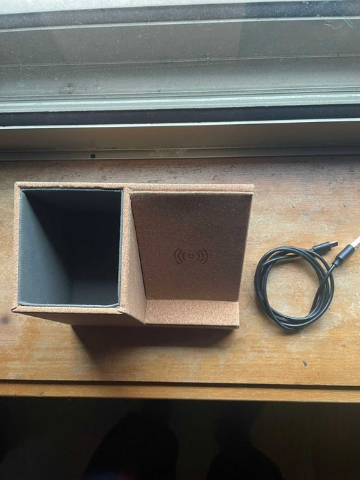 Carregador iphones sem fios de 5W Porta-lápis de cortiça