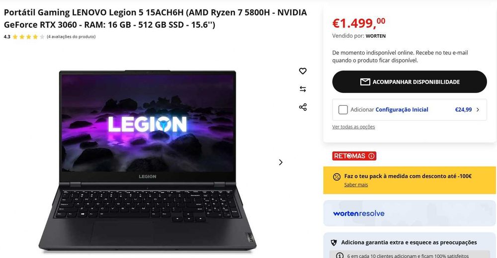 LENOVO Legion 5 15ACH6H  AMD Ryzen 7 5800H - NVIDIA GeForce RTX 3060