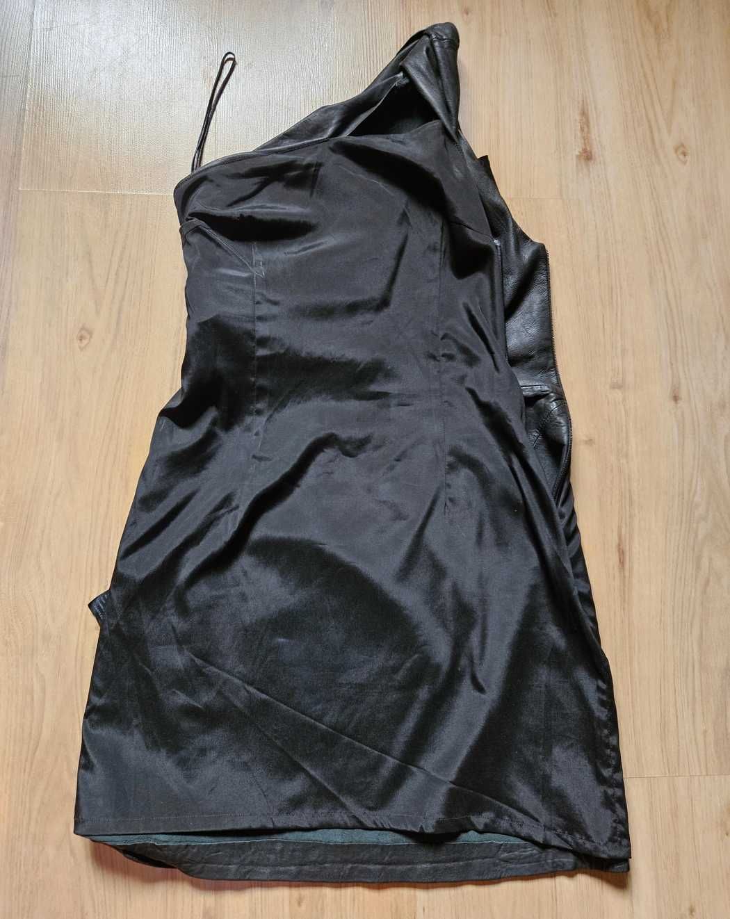 Sukienka skórzana AllSaints skóra naturalna asymetryczna