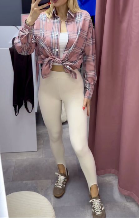 Кремові світлі легінси лосини лосіни зі штрипками, Dilvin