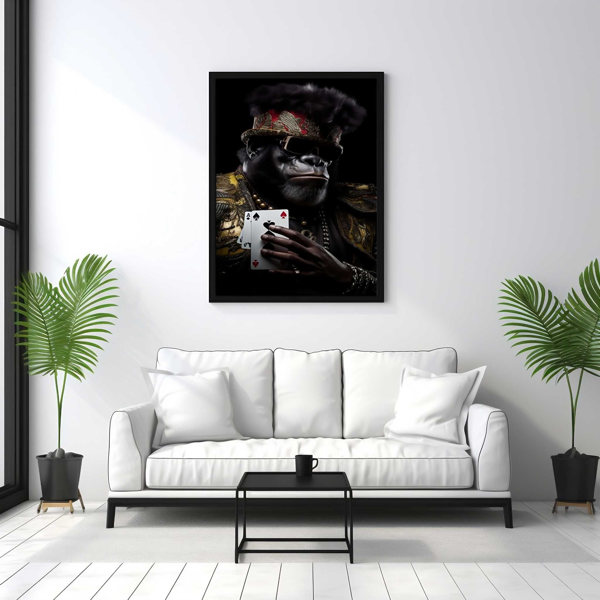 Plakat na Ścianę Obraz Pokerowy Goryl Małpa 50x70 cm Premium