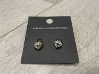 Kolczyki eleganckie srebrne diamenty sztyfty diamenciki 3D