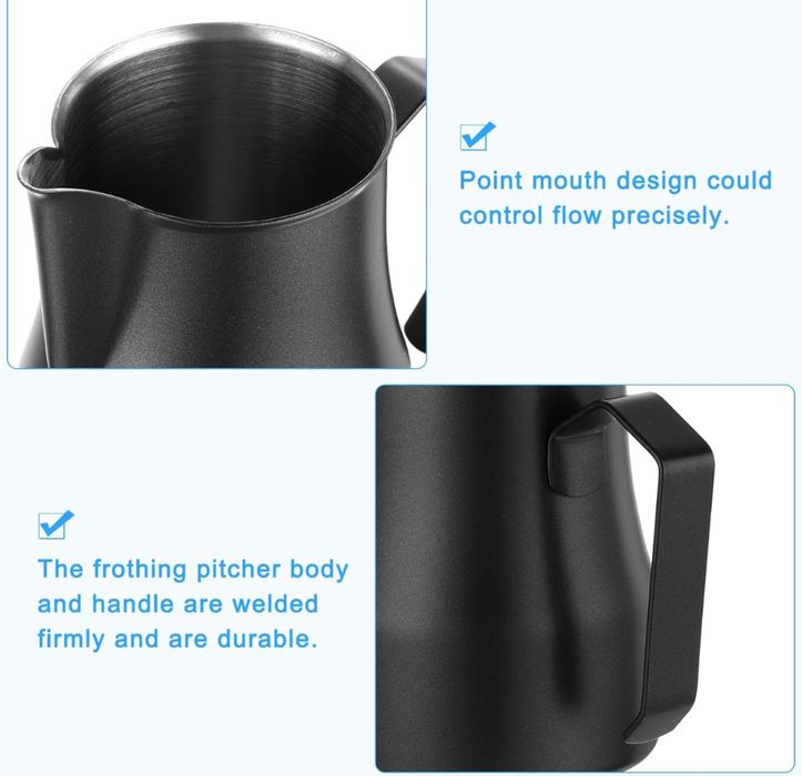 Uxcell Dzbanek do spieniania mleka czarny, 350ml