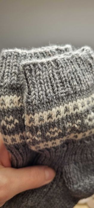 Nowe skarpety dziecięce wełniane 13cm wool handmade szare