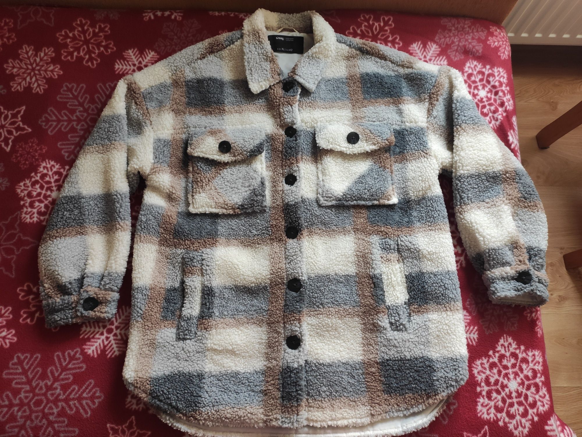 Kurtka baranek w kratkę XL/XXL jak Nowa