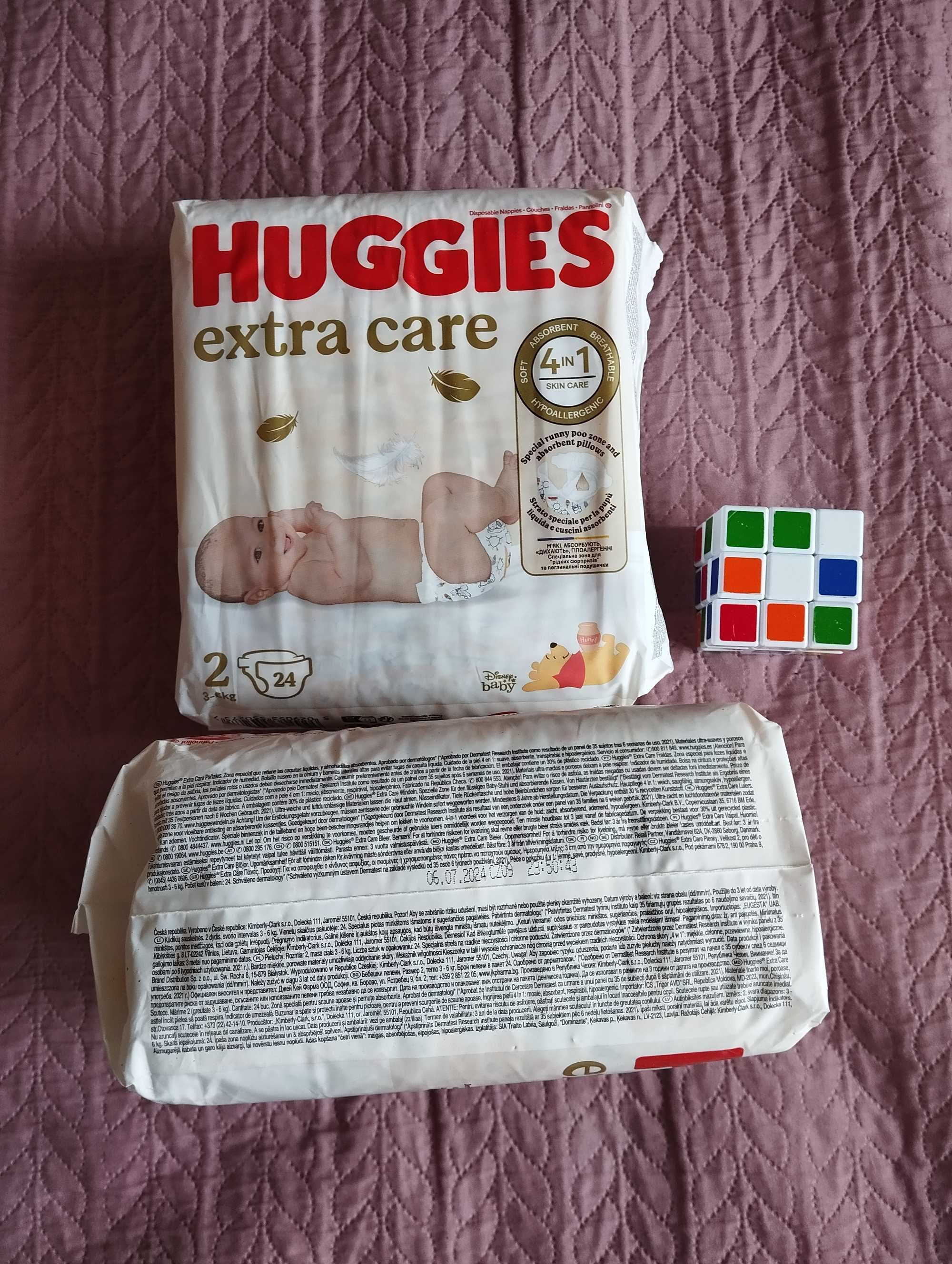 Підгузки Huggies extra care 2 (24шт) дитячі памперси