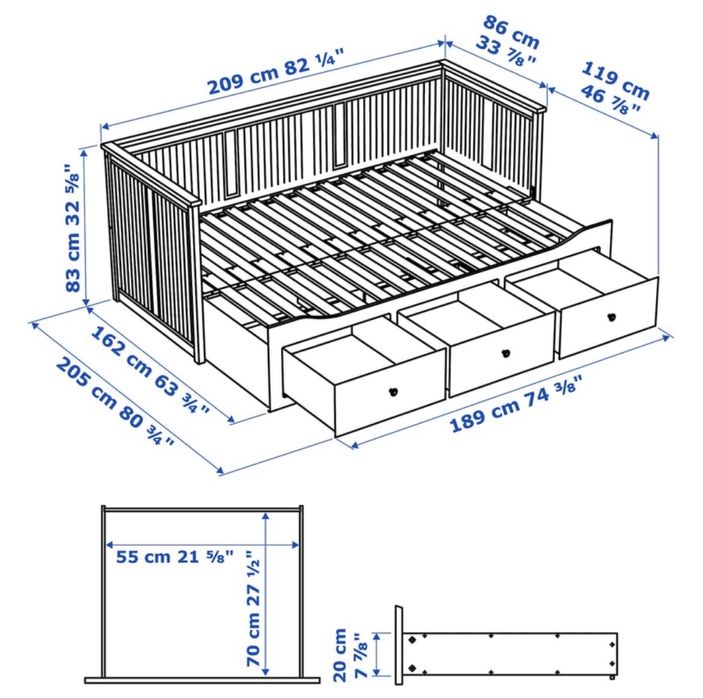 Cama de solteiro / casal com gavetas