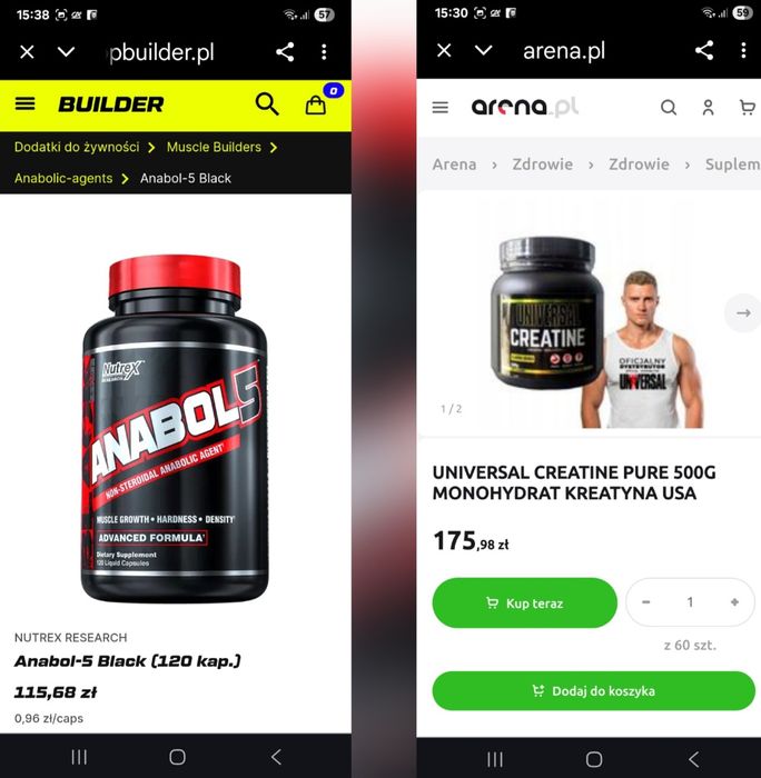 Suplementy BLACK DEVIL, kreatyna CM3 biała cola, CREATINA, ANABOL 5