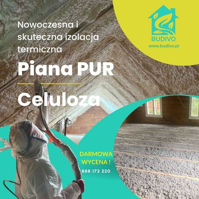 Ocieplenie Pianą PUR, Ocieplanie Piana PUR Celuloza, Poddasza, Stropy