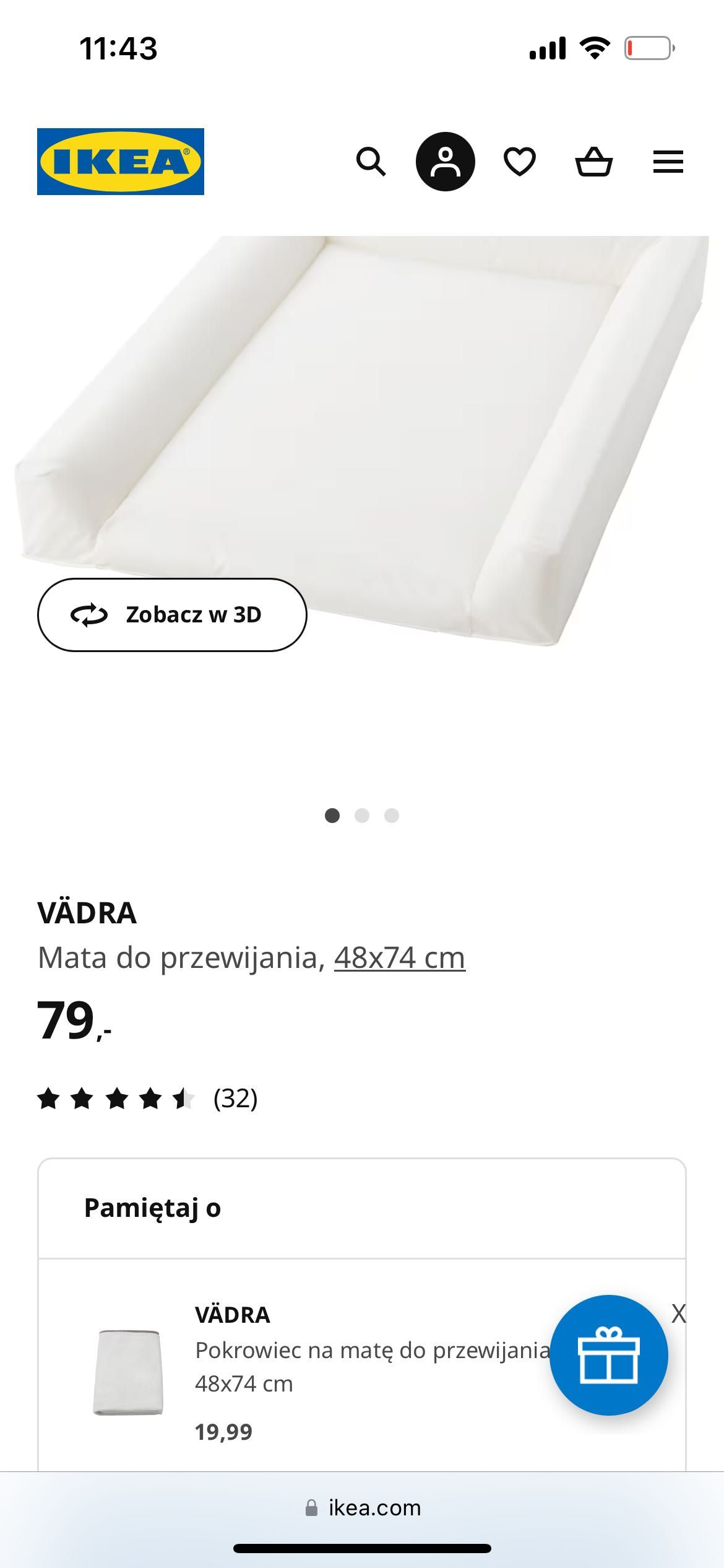 Mata do przewijania IKEA +(pokrowiec /prześcieradło) wanienka gratis