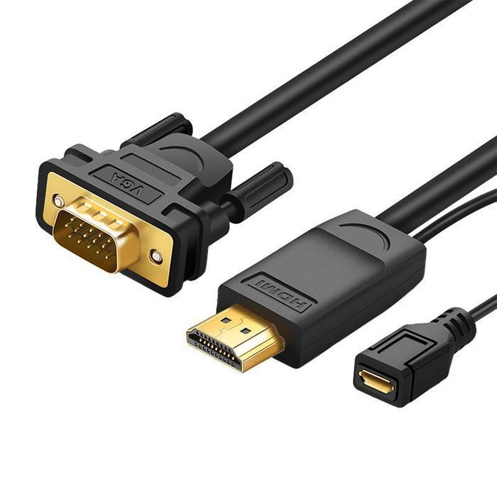 Adapter Hdmi Do Vga Ugreen Mm101, Okrągły, 1.5M (Czarny)