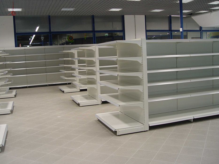 Regał sklepowy metalowy środkowy gondola szary