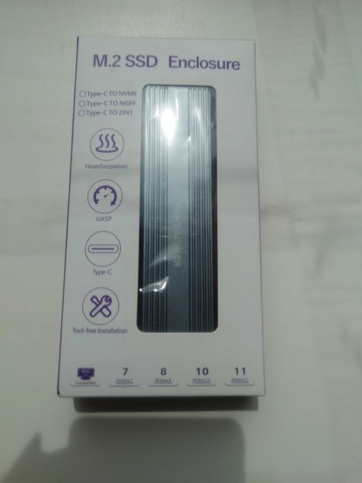 КорпусДляSSDM2EnclosureHY2171DualProtocolNVMe/NGFFSATAдо10Gbps2TBTypeC