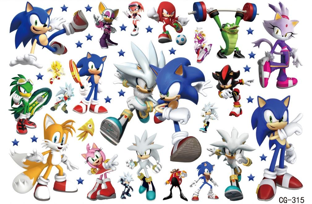 Tatuaże zmywalne dla dzieci Sonic 2 arkusze