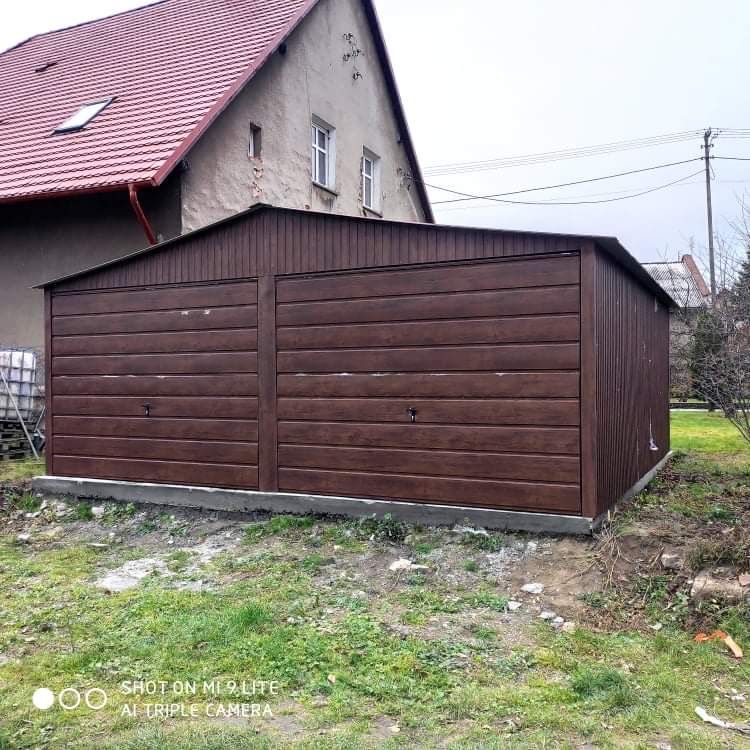 Garaz drewnopodobny 6x5  orzech-zloty dab, garaze blaszaki blaszak