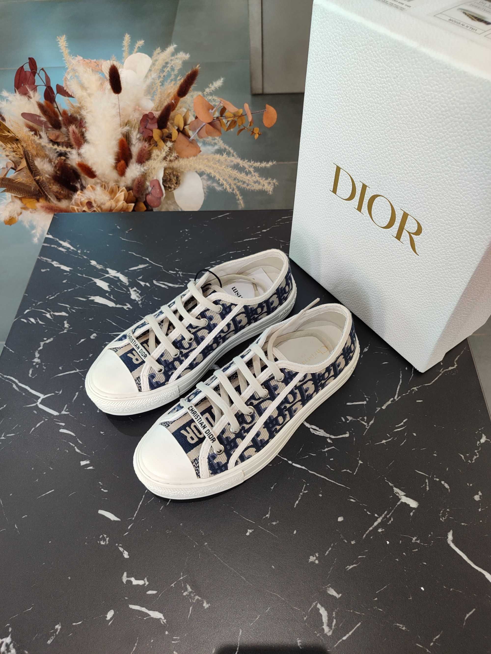 Кеди Dior Walk'n'Dior Sneaker Oblique Embroidered Cotton Deep Blue