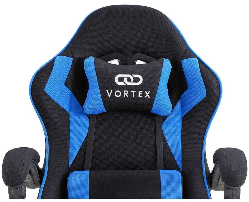 Fotel Gamingowy Vortex Black/Blue - Tkanina, Ciche kauczukowe kółka
