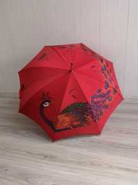 parasol w vintage stylu paw motyw pawia czerwony klasyczny sesja FOTO