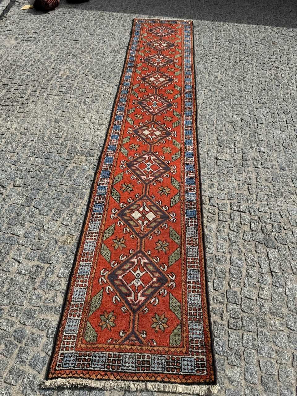 Wełniany chodnik dywan perski r.tkany Iran Hamadan 390x68 gal. 7 tyś