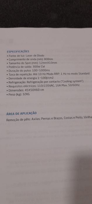 Maquina para depilacao a laser