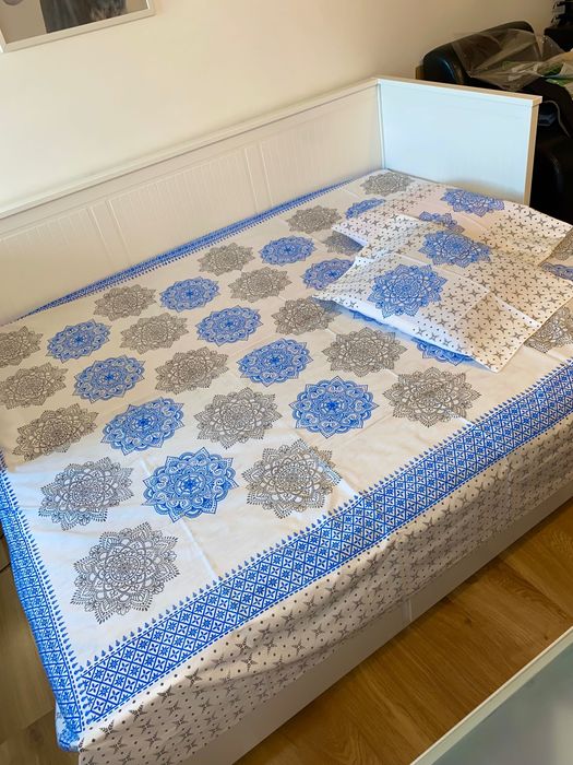 Komplet pościeli Mandala bawełny, ręcznie block printed z Bangladeszu