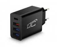 Ładowarka sieciowa QC 3.0 PD 20W/QC 3.0 + 2 USB 2,4A 36W czarna