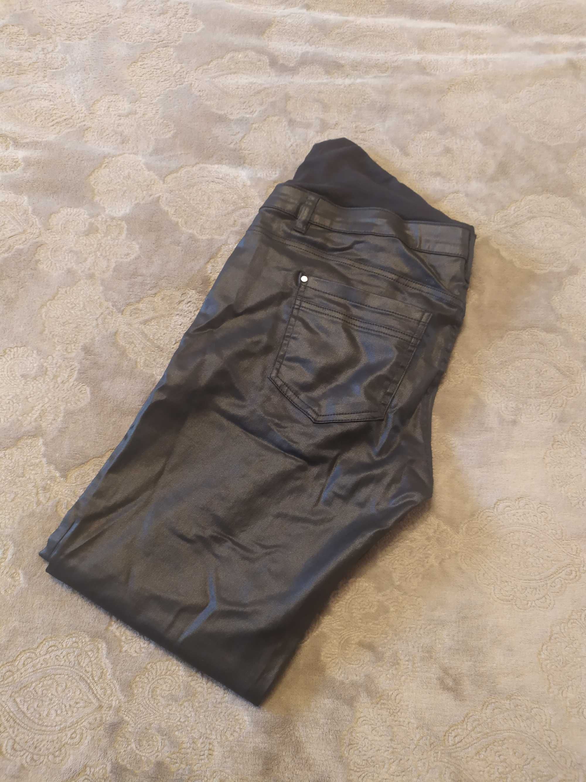 Spodnie ciążowe imitacja skóry ekoskóra skinny fit 44 - 46 czarne