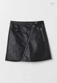 NOWA Skórzana spódnica XL XXL 44 czarna na suwak H&M