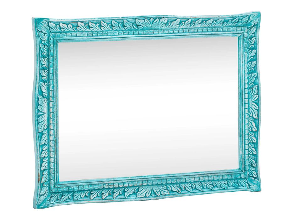 Lustro Santa Cruz turkusowe drewno mango 80x60cm