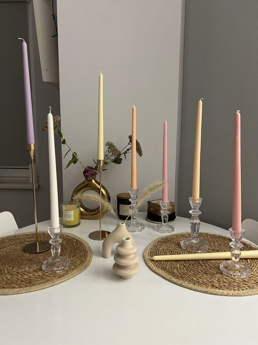 Столові кольорові свічки 30 см, склад парафін і пальмовий віск