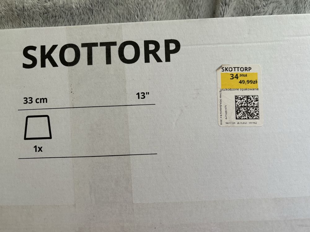 Ikea SKOTTORP klosz jasnoszary 33cm ID 305.095.63