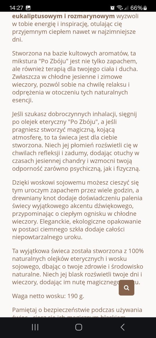 Świeca Sojowa Po Zbóju, Bosphaera, 190 g