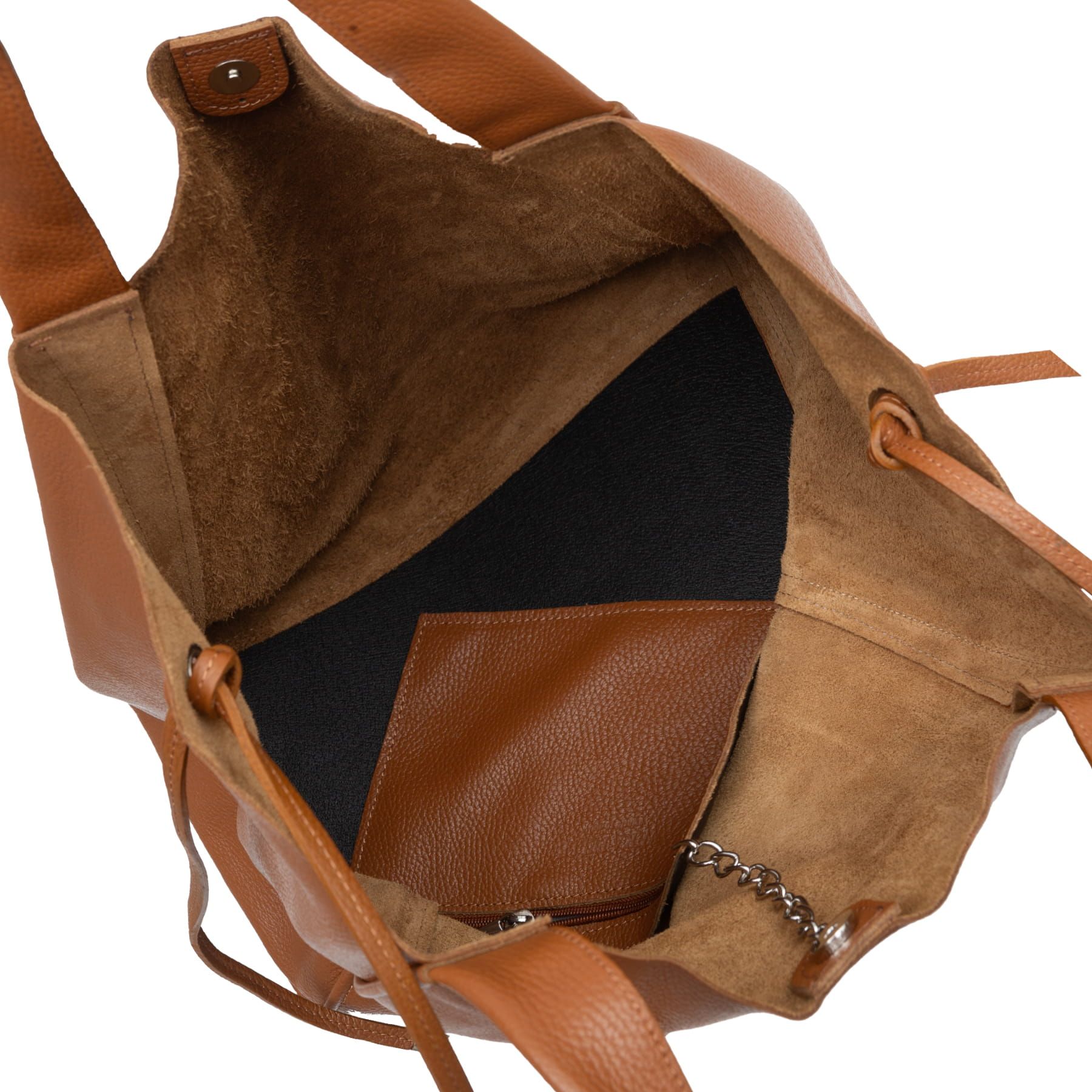 VERA PELLE torebka damska skórzana shopper z saszetką V497 camel