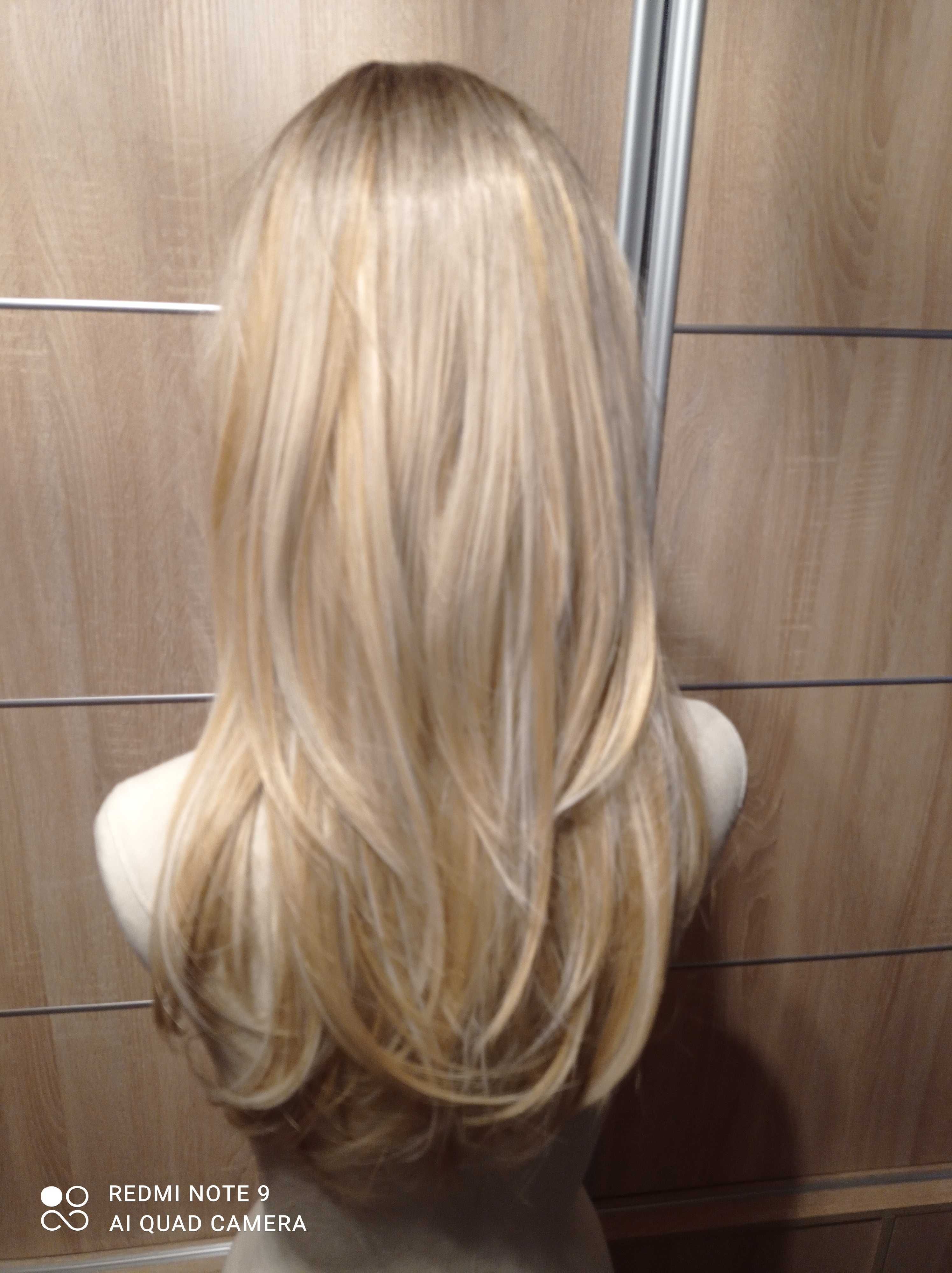 Nowa peruka blond ombre pasemka refleksy pięknie wycieniowane 60cm