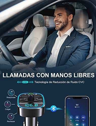 Transmissor FM Bluetooth carro, USB duplas, sup. cartão TF | A estrear