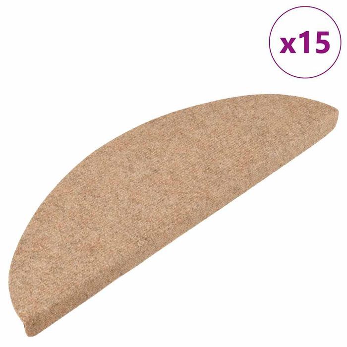 vidaXL Samoprzylepne nakładki na schody, 15 szt., 56x17x3 cm, beżowe