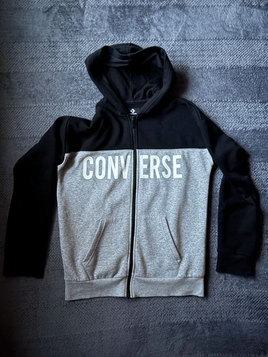 Bluza zapinana z kapturem czarna szara Converse rozmiar XS