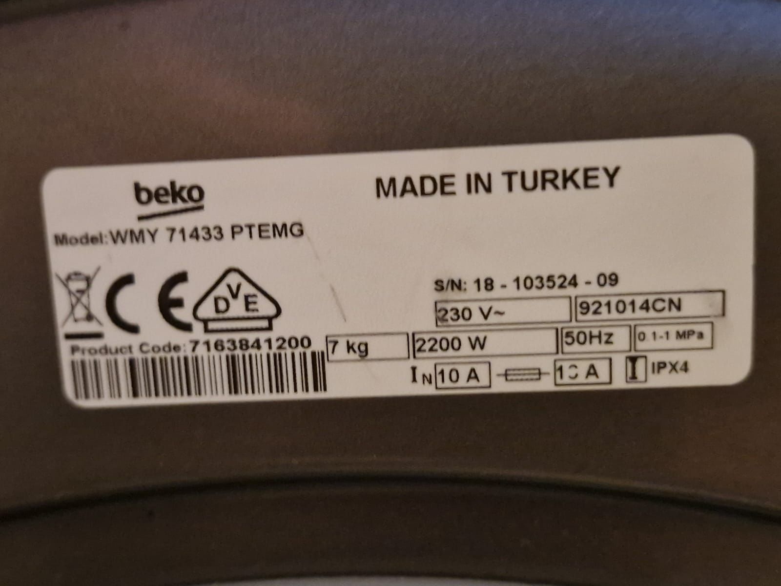 Pralka Beka wsad 7 kg