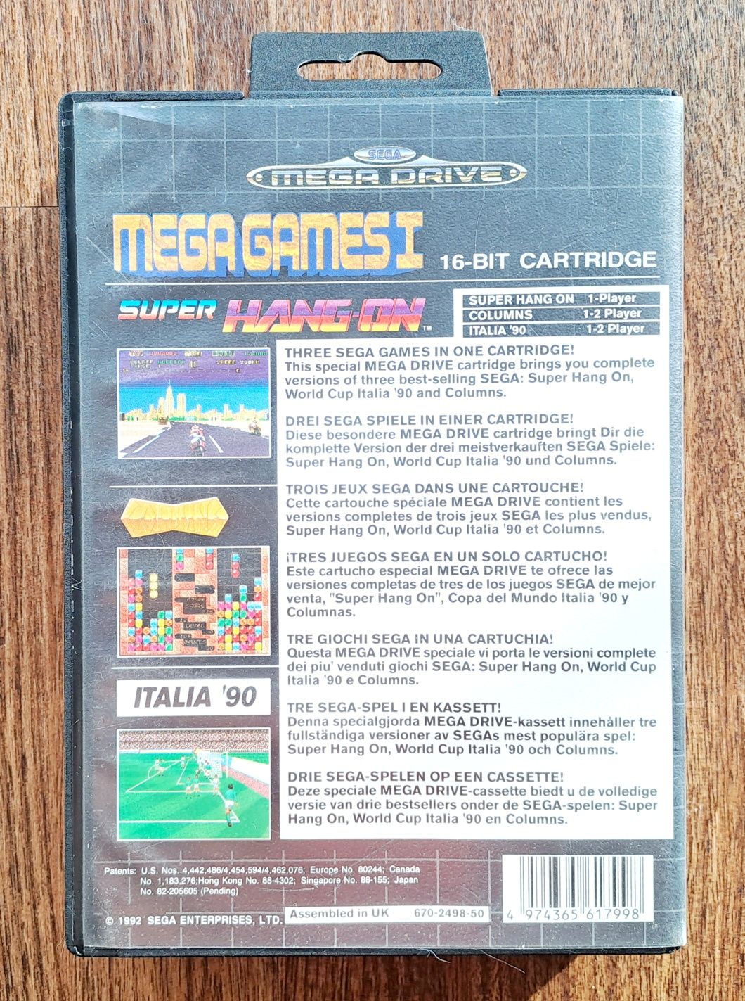 Caixa com cartucho 3 jogos consola Sega Mega Drive, Mega Games I