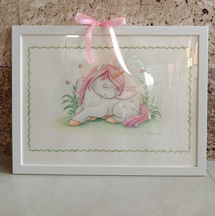 Авторська акварель "Єдиноріжка" 30х40см