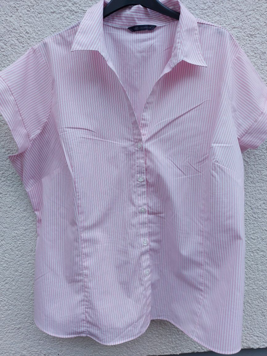 Koszula w paski różowo białe rozmiar 52