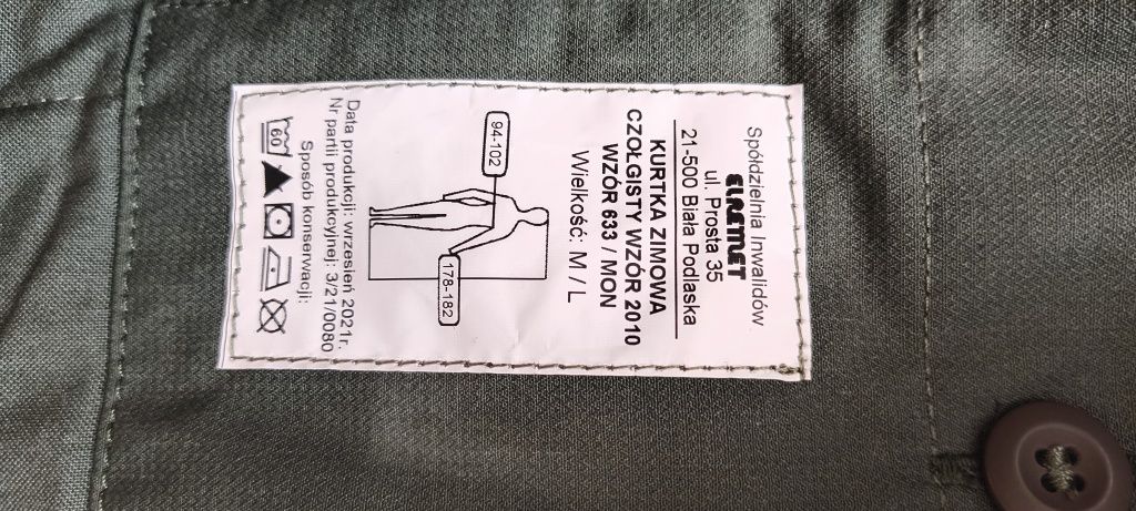 Kurtka zimowa czołgisty wzór 633mon roz M/L