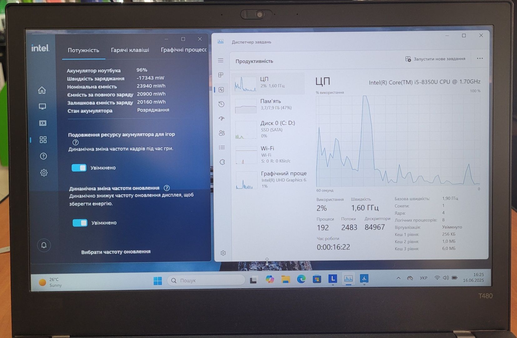 Ноутбук Lenovo ThinkPad T480 14 Full HD IPS Intel Core i5-8350u Type-C