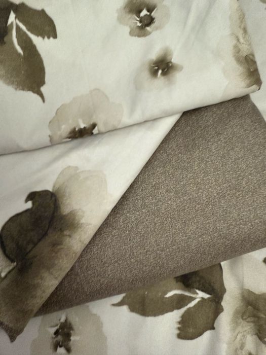 НОВЕ якіснй євро комплект постільної білизни білий сірий бежевий квіти