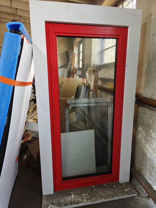 Drzwi balkonowe Aluminiowe czerwone 1000 x 2200 - powystawowe