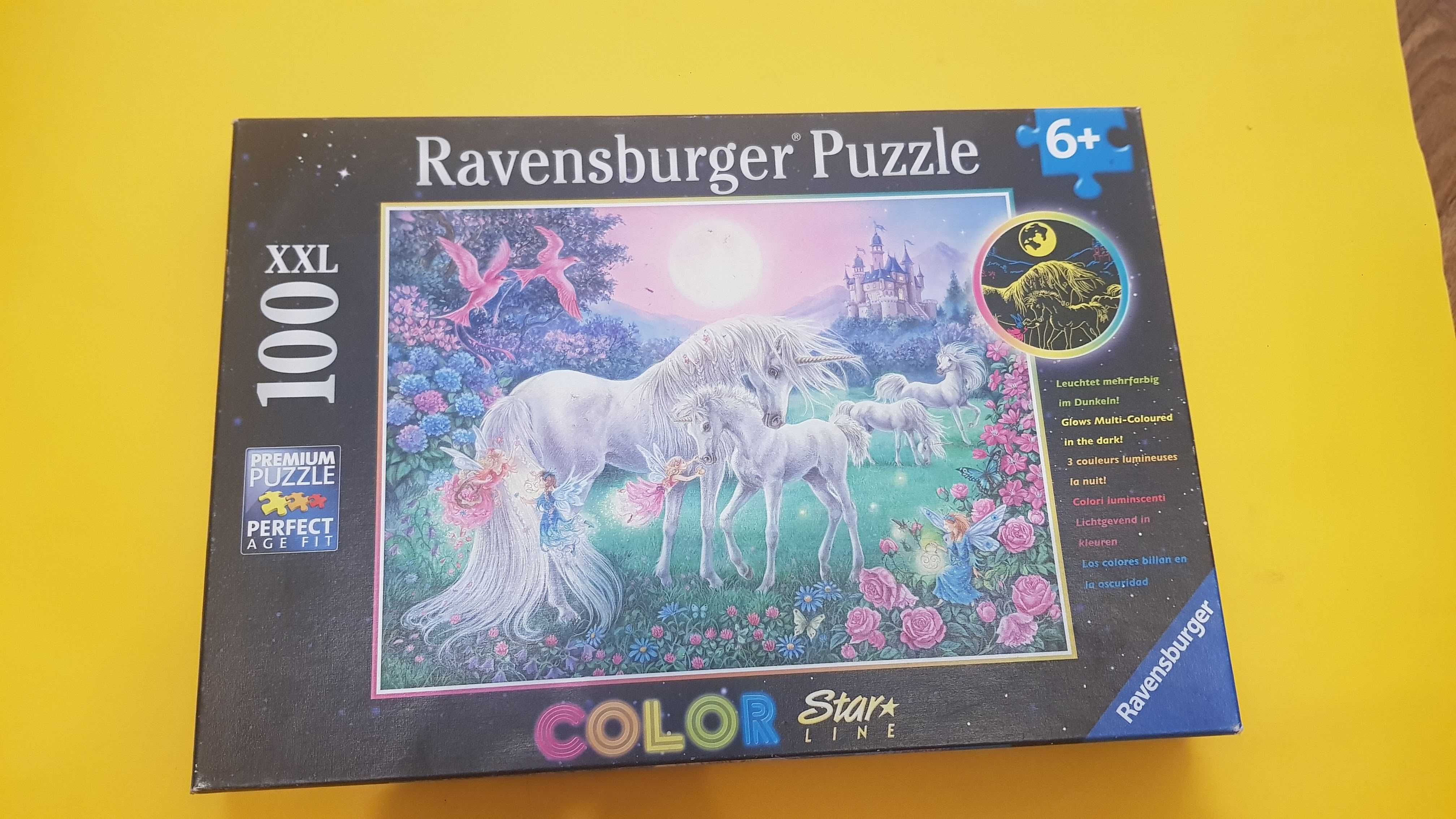 Puzzle XXL 150 elementów. Jednorożce o zachodzie słońca