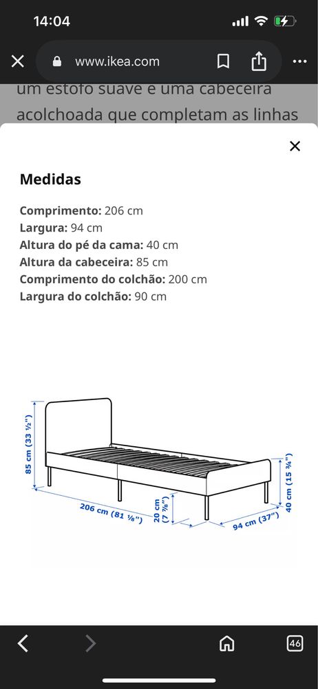 Cama individual IKEA 90x200 (c/ estrado de ripas)